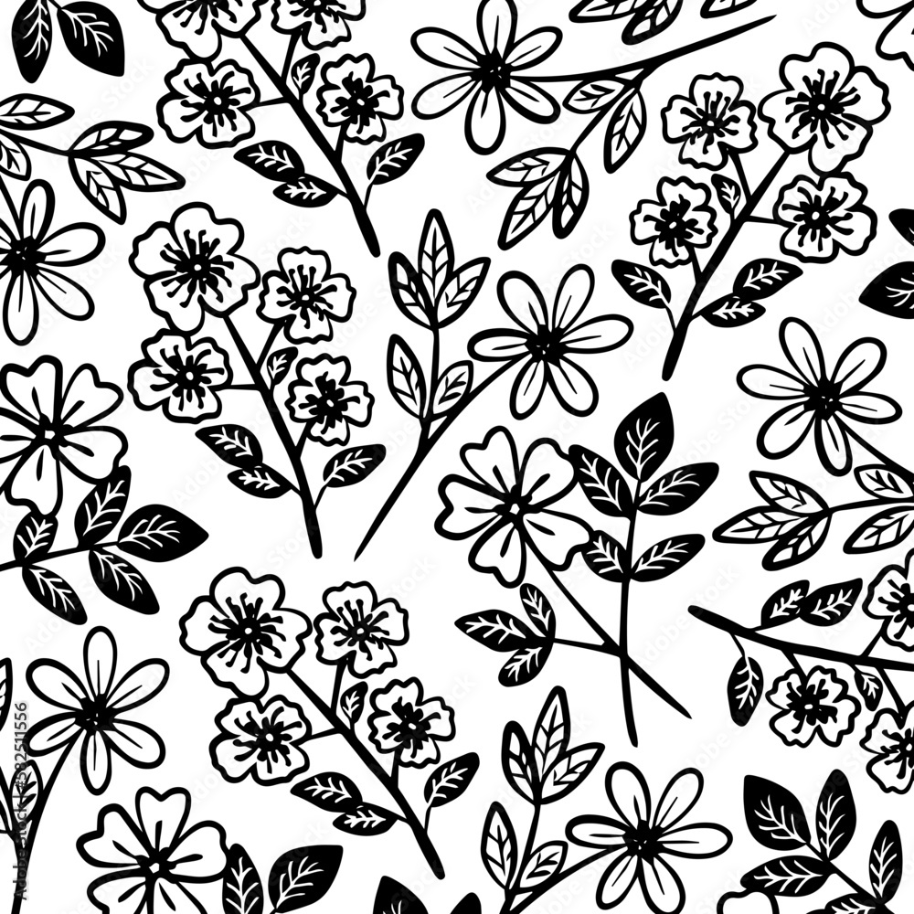 leaves flowers pattern