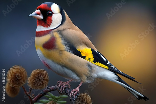 Murais de parede Close-up of a goldfinch in freedom. generate by ai