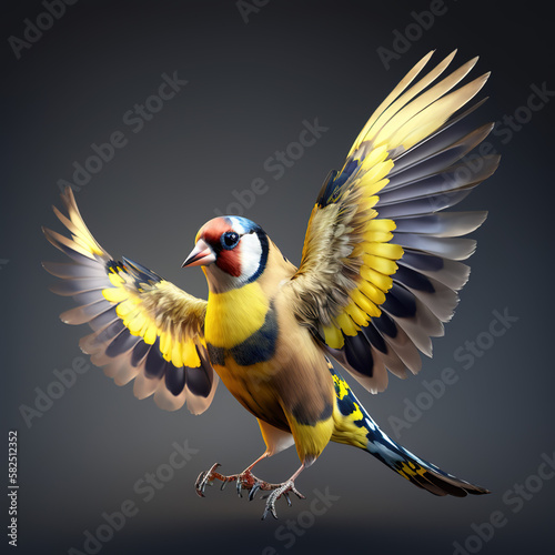 Close-up of a goldfinch in freedom. generate by ai © MoniStock