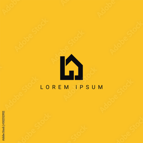 Abstract letter L real estate house logo design vector illustration.