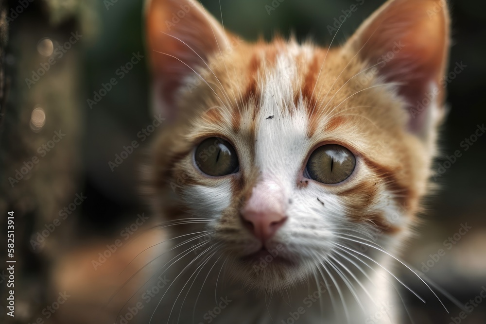 A close up of a little kitten's face. Generative AI