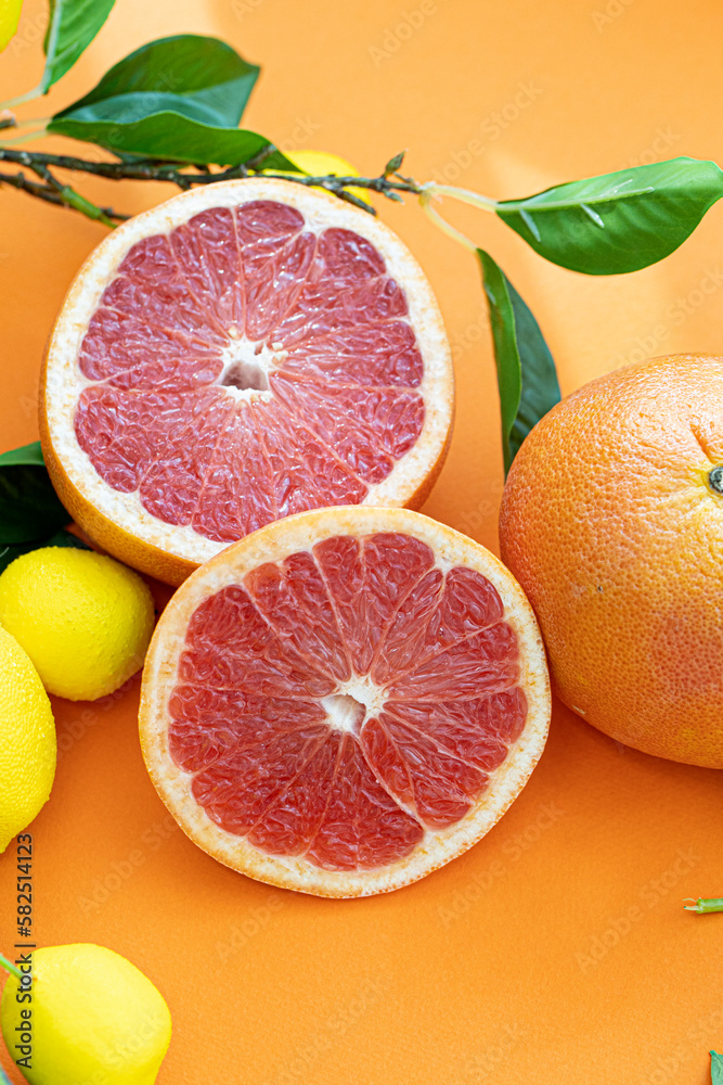 Grapefruit citrus fruit with half isolated Grapefruit citrus fruit with half isolated