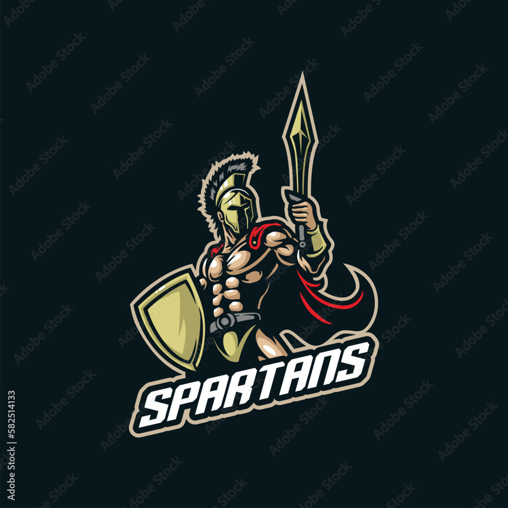 Spartan mascot logo design vector with modern illustration concept style for badge, emblem and tshirt printing. Angry spartan illustration for sport team.