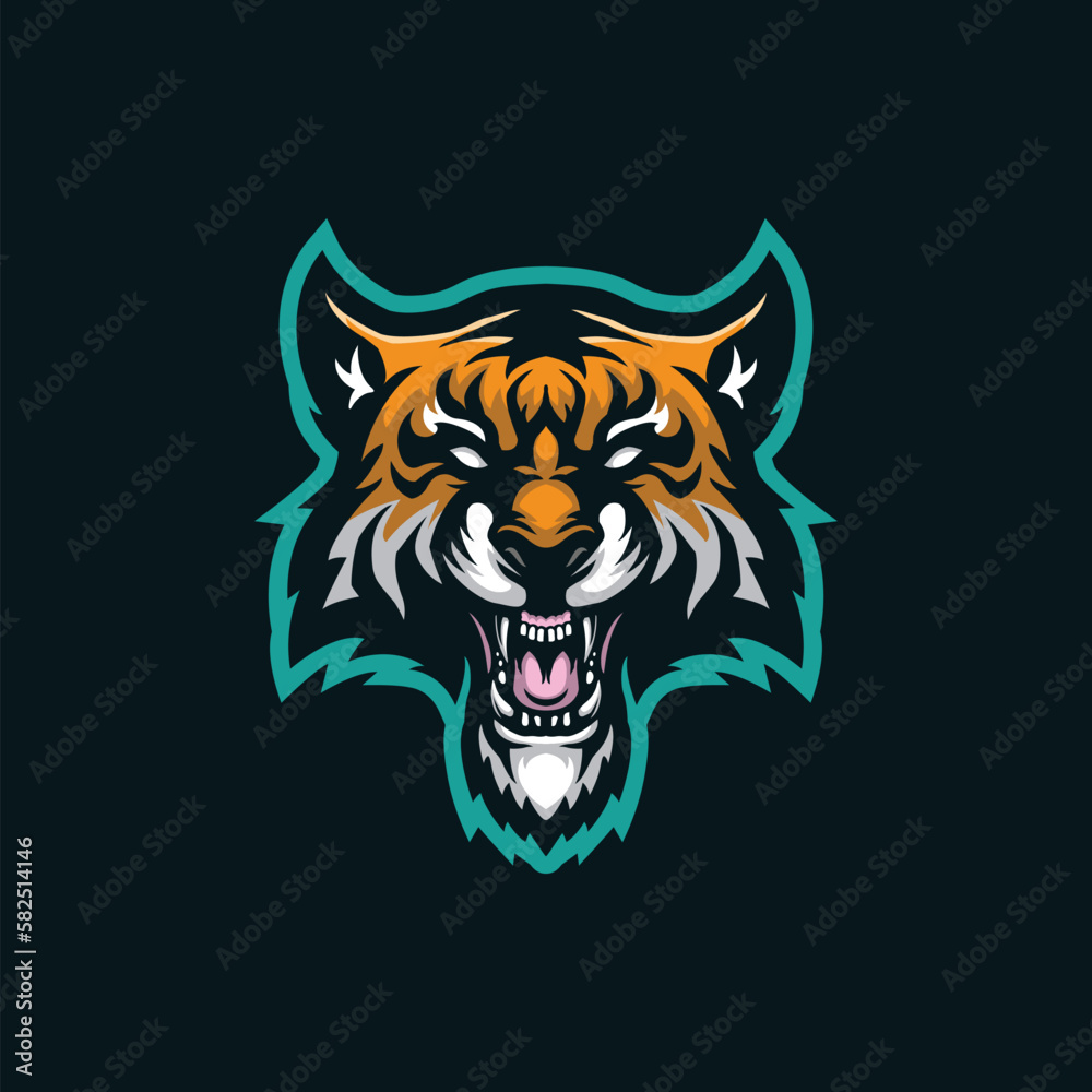 Tiger mascot logo design vector with modern illustration concept style for badge, emblem and t shirt printing. Tiger head illustration.