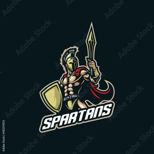 Spartan mascot logo design vector with modern illustration concept style for badge, emblem and tshirt printing. Angry spartan illustration for sport team.