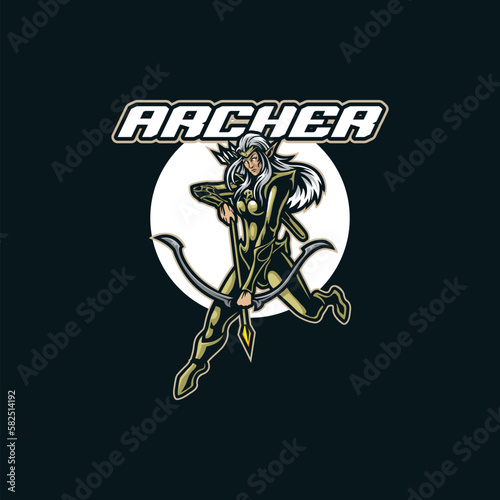 Archer mascot logo design vector with modern illustration concept style for badge, emblem and t shirt printing. Archer illustration with arrow in hand.