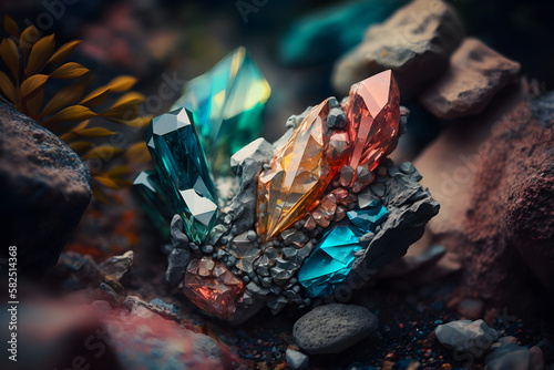 Natural mineral crystalline ferruginous pyrite sulfide grade quartz raw crystalline pyrite diamond in nature quarry. Generative AI