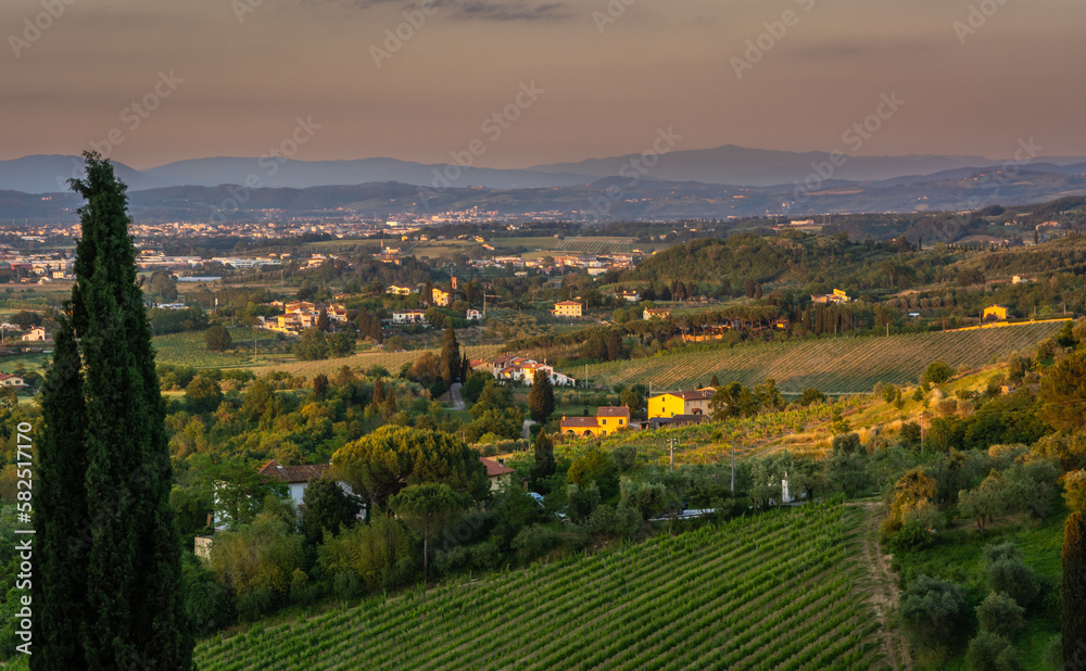 San Miniato, Pisa province, landscape of the Tuscany hills in springtime In the heart of Tuscany  - central Italy, Europe