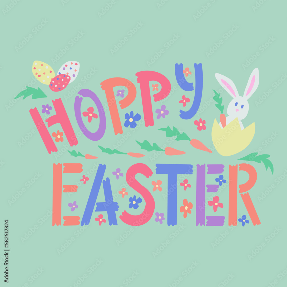 Cutout typografic poster with sign Hoppy Easter Cutout typografic poster with sign Hoppy Easter