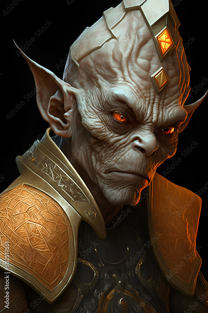 Concept art illustration of a humanoid alien from another galaxy ...