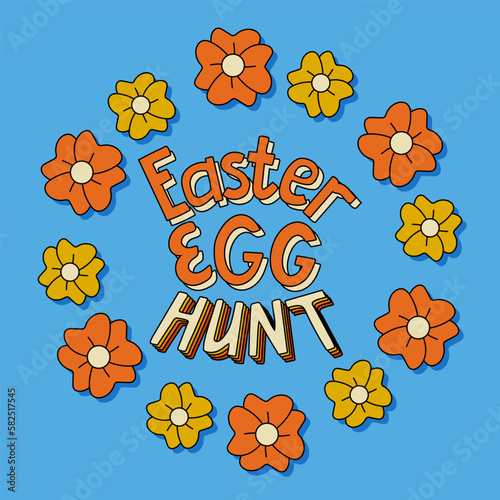 Nostalgia outline illustration Easter egg hunt