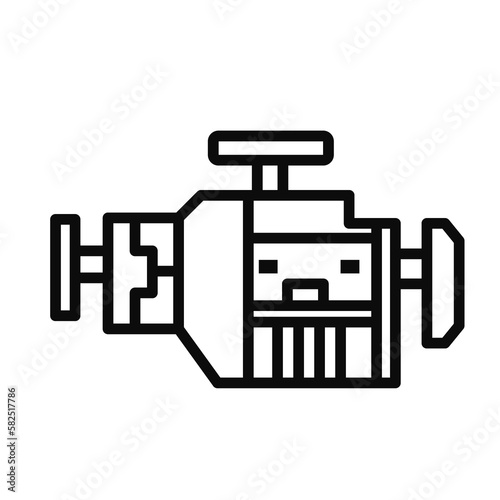 png image of car engine icon in lines with transparent background