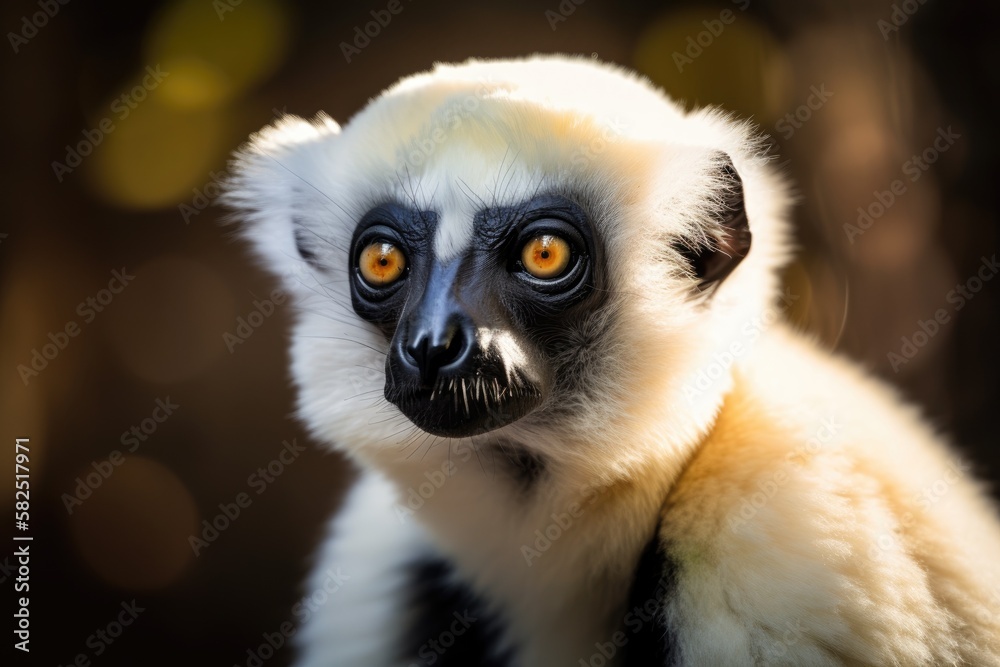 Fototapeta premium An elevated Sifaka (Propithecus crowned). Generative AI