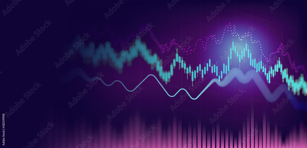 Financial graph with up trend line candlestick chart in stock market on ...