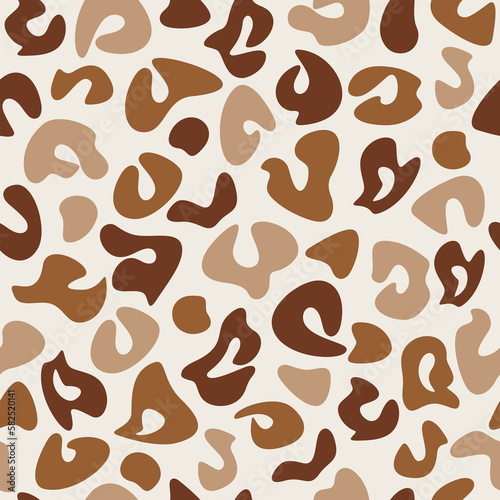 Abstract leopard seamless pattern vector. Random spots backdrop illustration. Wallpaper, background, fabric, textile, animal skin print, wrapping paper or package design.