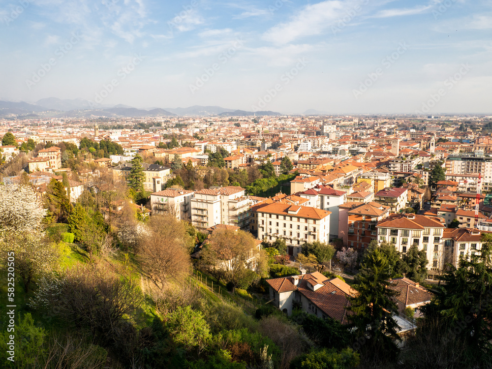 Bergamo, Italy. Scenic view of the old town city center.