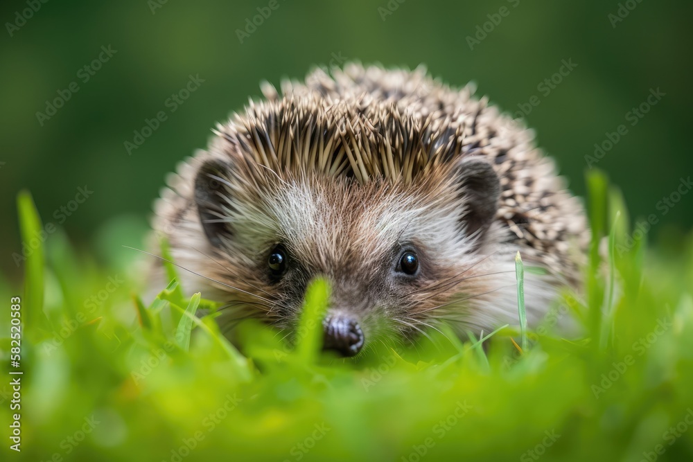 cute hedgehog up close and personal. Generative AI cute hedgehog up close and personal. Generative AI