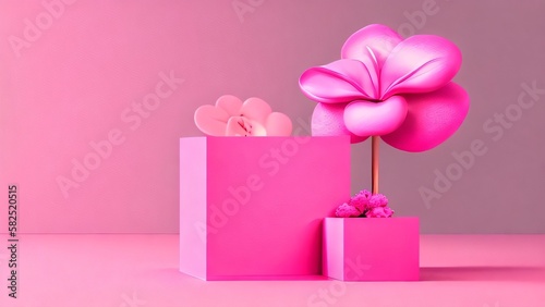 pink gift box with pink ribbon