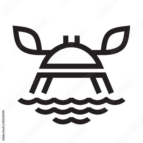 Stylized image of a crab above the waves
