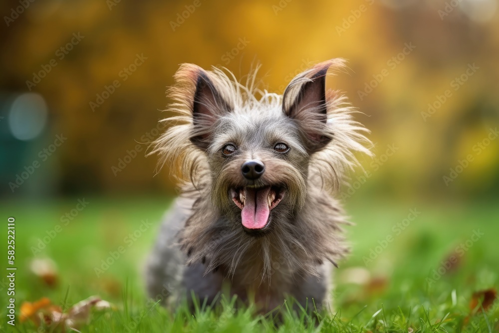 Extremely odd looking dog with a mohawk and its tongue out. Generative AI Extremely odd looking dog with a mohawk and its tongue out. Generative AI