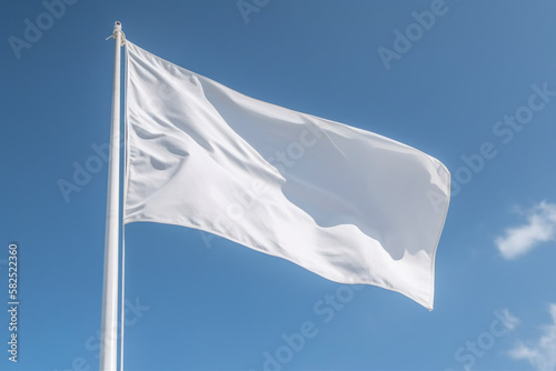 White flag against the blue sky generative AI 