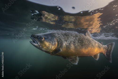 Salmon fish in the water photo