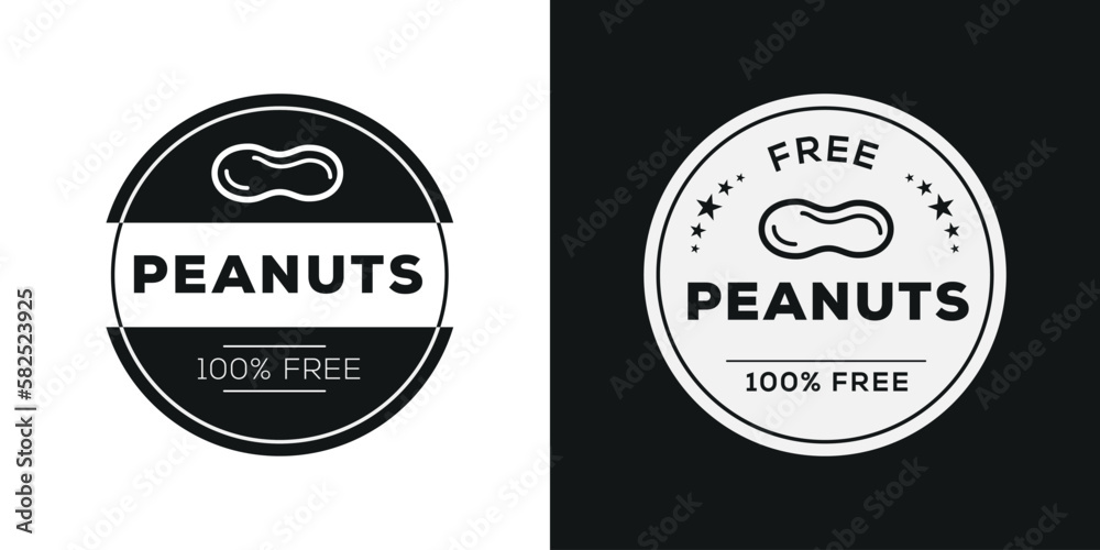 (Peanuts free) label sign, vector illustration. (Peanuts free) label sign, vector illustration.