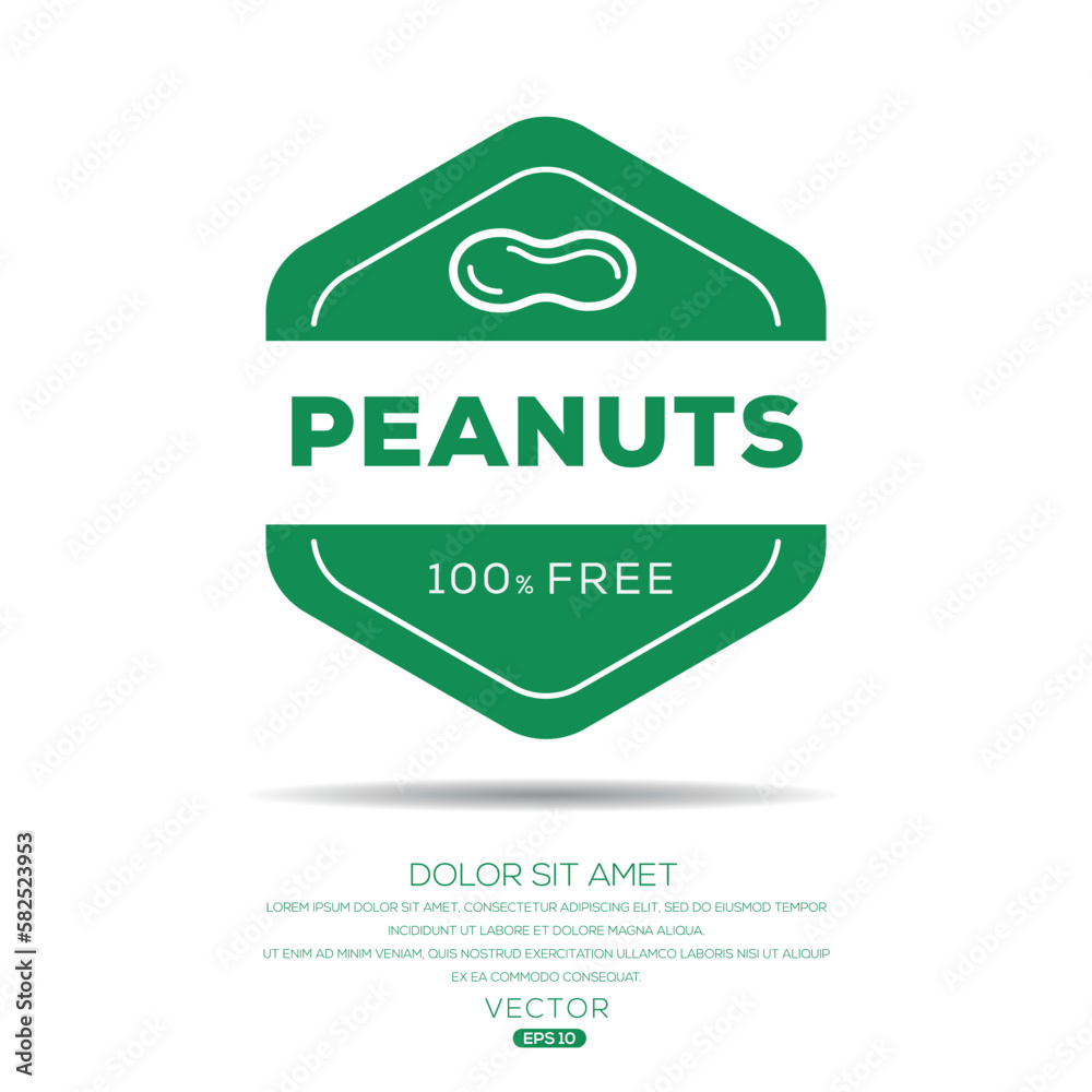 (Peanuts free) label sign, vector illustration.