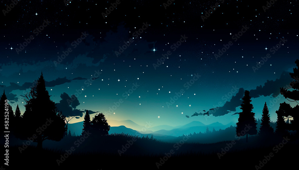 Night landscape of the starry sky.Generative AI technology.