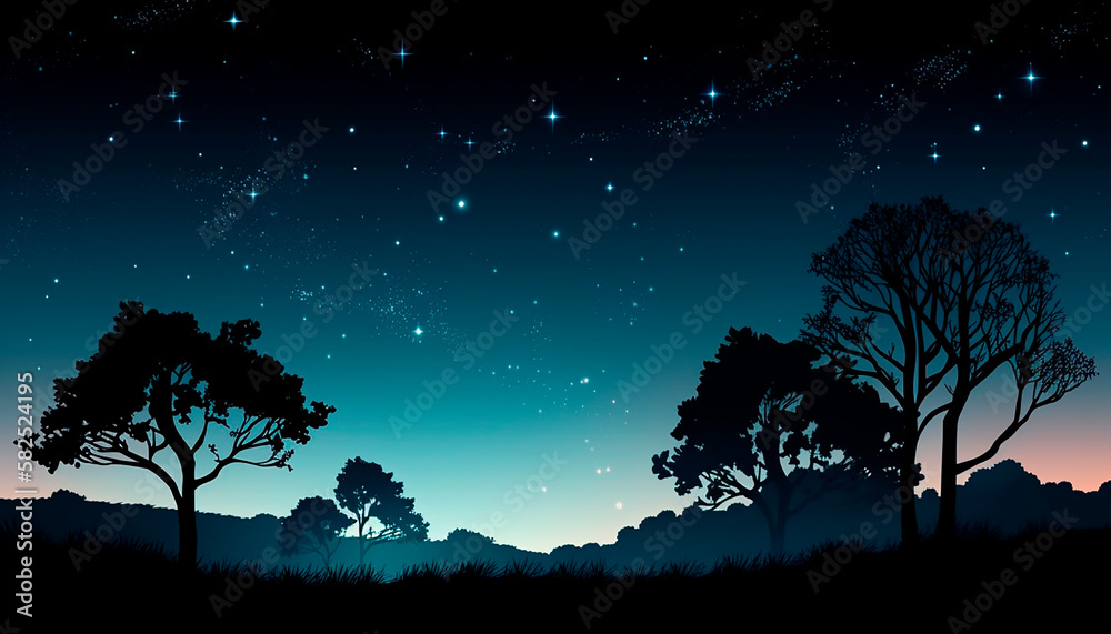Night landscape of the starry sky.Generative AI technology.