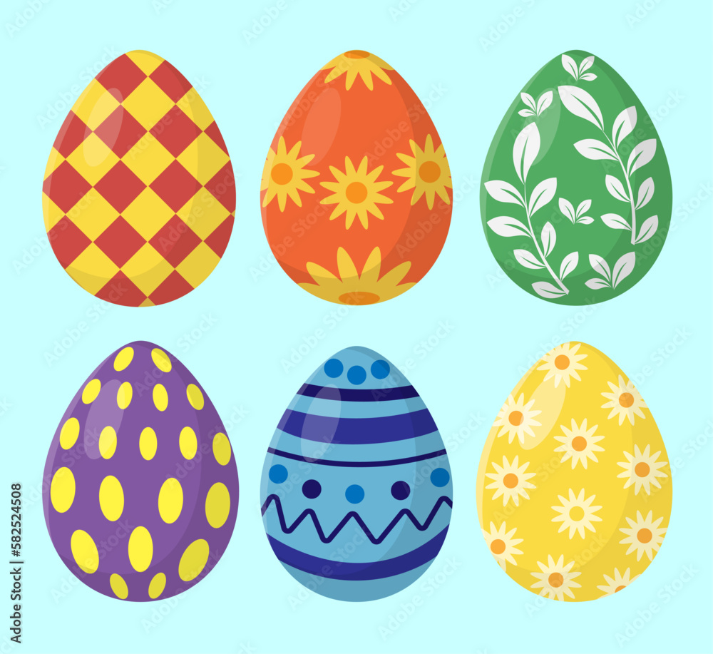 A set of colorful Easter eggs. Vector illustration