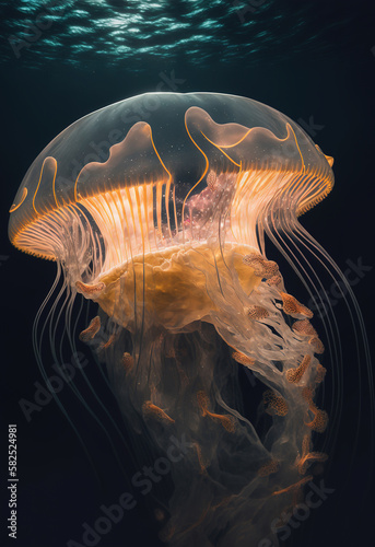 Orange Jellyfish in the sea photo