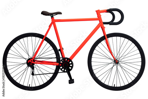 bicycle red white background Isolated transparent PNG.