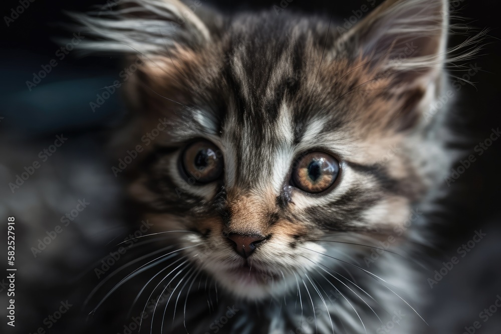 Animal Portrait of a Kitten Cat. Generative AI