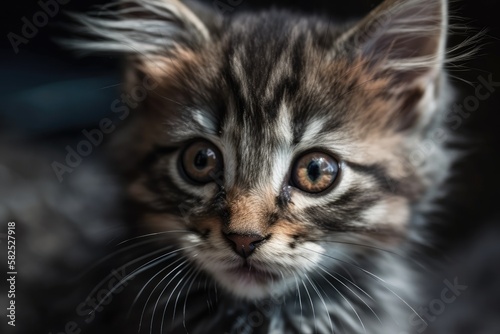 Animal Portrait of a Kitten Cat. Generative AI © AkuAku