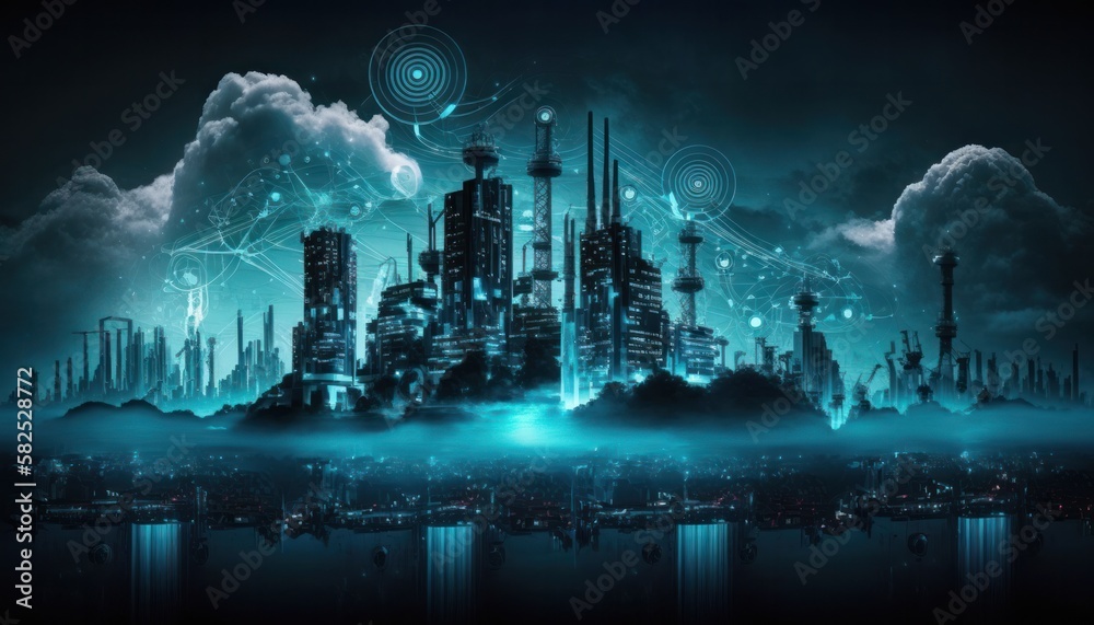 Internet of things industrial computing and security in smart cities concept background generative aii Internet of things industrial computing and security in smart cities concept background generative aii