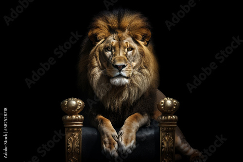 portrait of a lion on a throne