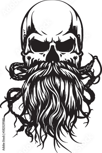 Viking skull with a beard Vector Illustration, SVG