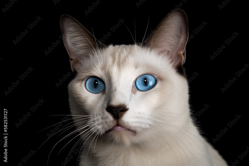 Siamese white cat full view. Generative AI