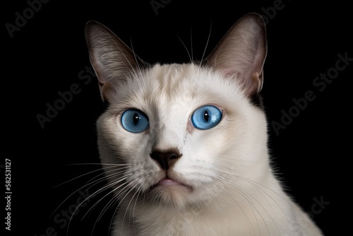 Siamese white cat full view. Generative AI