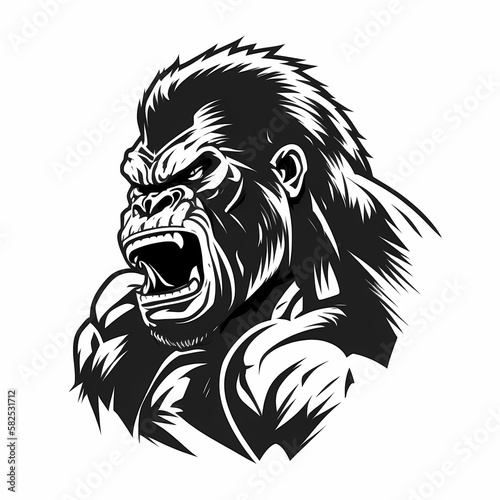 Wallpaper Mural Gorilla Head Design. Generative AI Torontodigital.ca