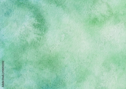 Abstract green pastel watercolor stains background on watercolor paper textured for design templates invitation card