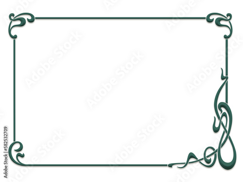 Rectangular framework. Art Nouveau style. Bevel and shadow effects. PNG. 
