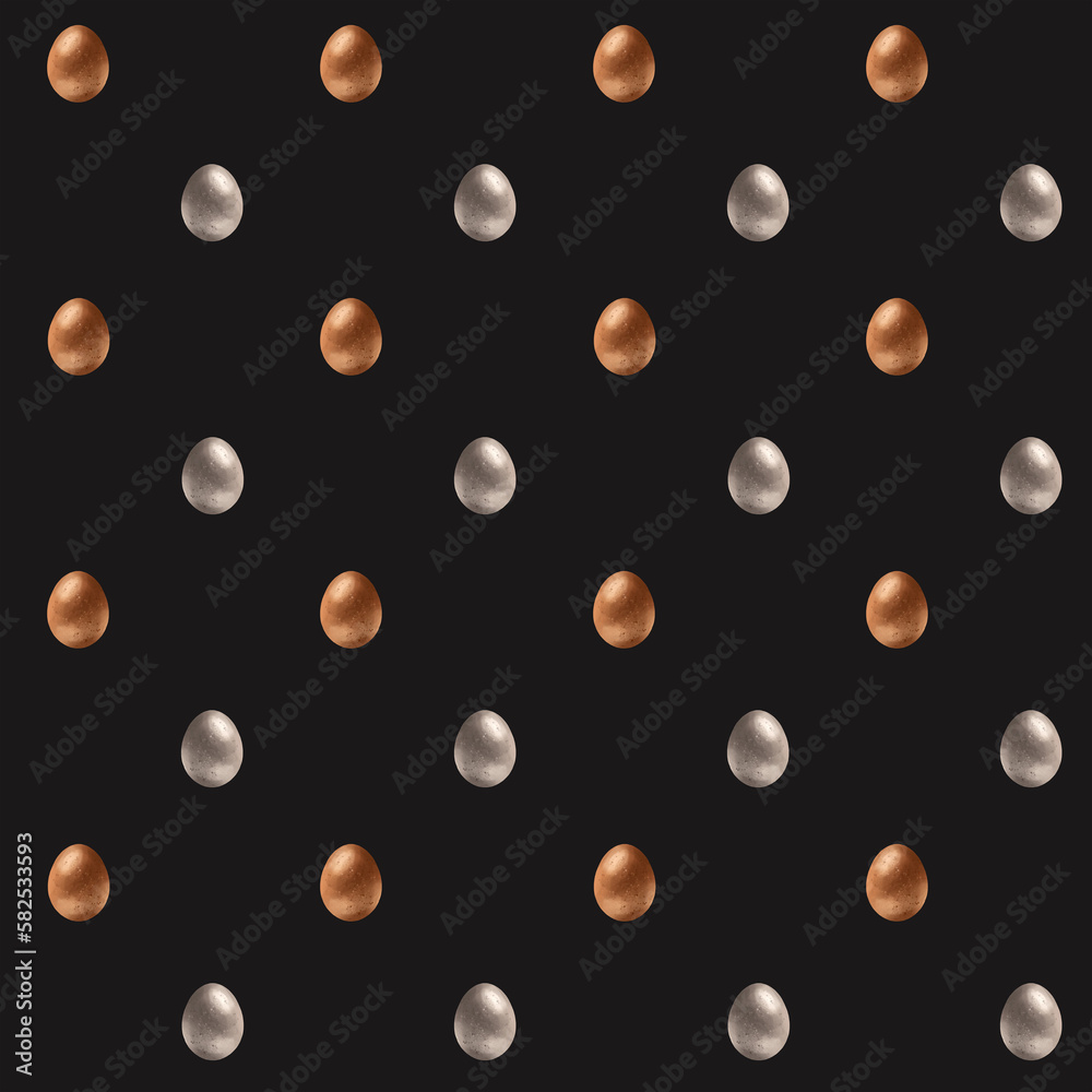 Seamless pattern with brown and white chicken eggs. Background for textiles, fabrics, banners, wrapping paper and other designs Seamless pattern with brown and white chicken eggs. Background for textiles, fabrics, banners, wrapping paper and other designs