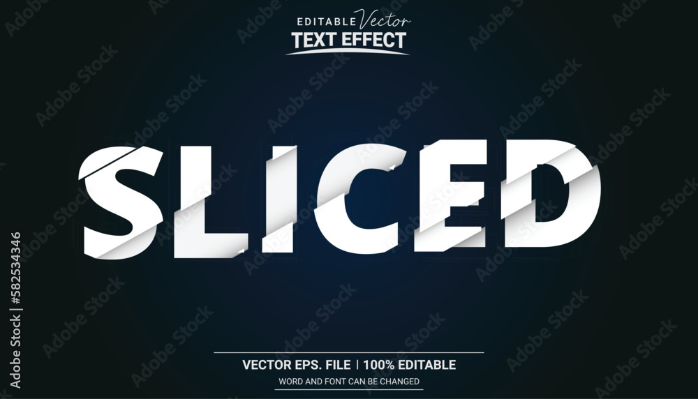 Sliced paper cutout editable vector text effect