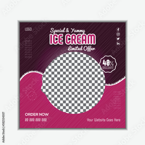 Special delicious ice cream social media instagram banner post template.