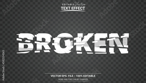 Realistic paper cutout broken editable vector text effect