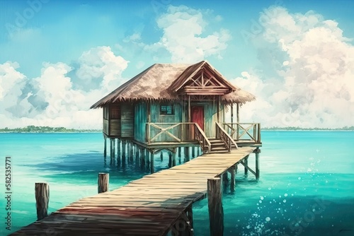 Wooden overwater bungalow i...