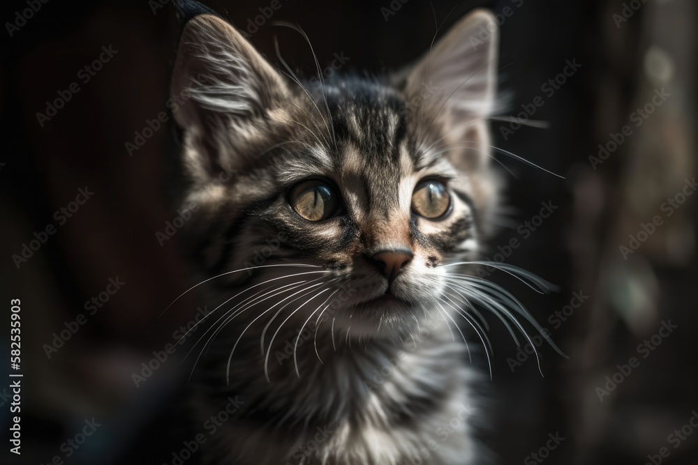 Fototapeta premium Kitten with an inquisitive expression. Generative AI
