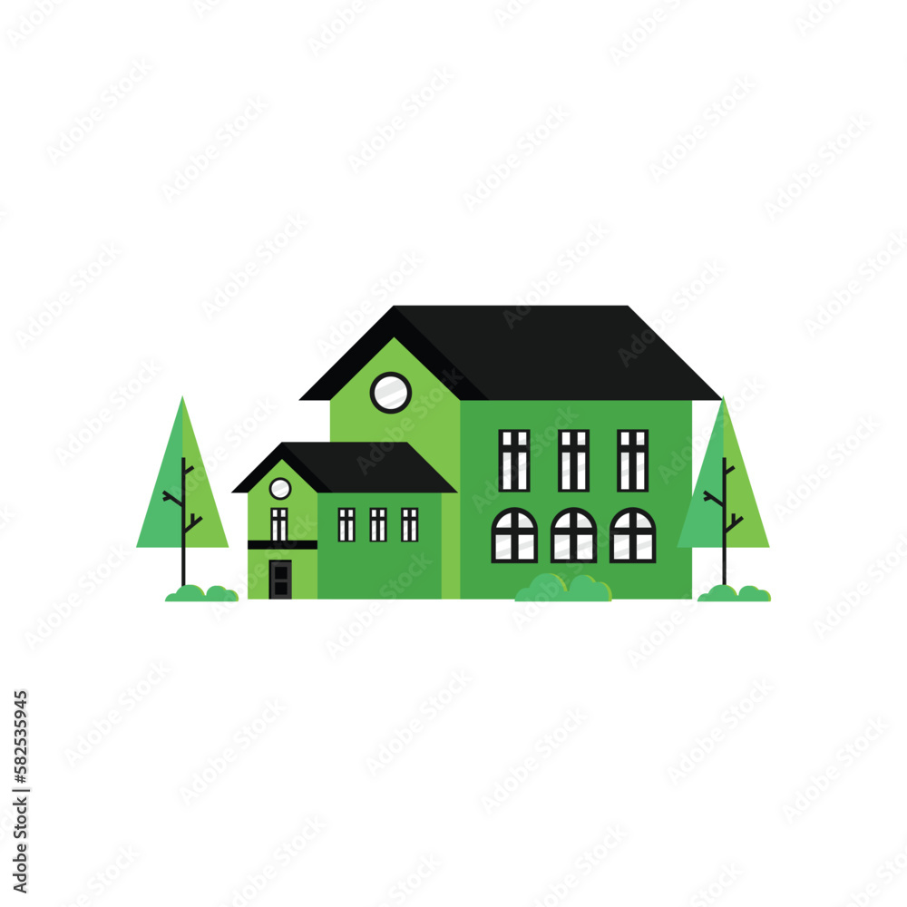 Cartoon house concept building design illustration Cartoon house concept building design illustration